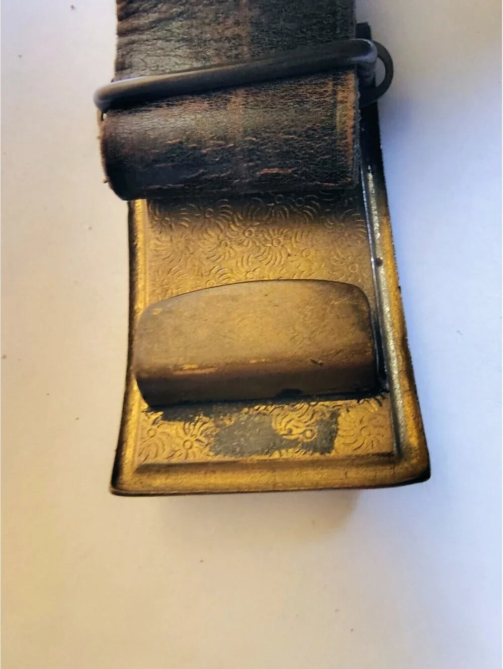Vintage Alabama Great Seal S S Brass Belt Buckle With Leather Belt Militaria